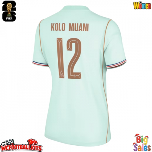 France Randal Kolo Muani #12 Replica Away Stadium Shirt for Women World Cup 2026 Short Sleeve